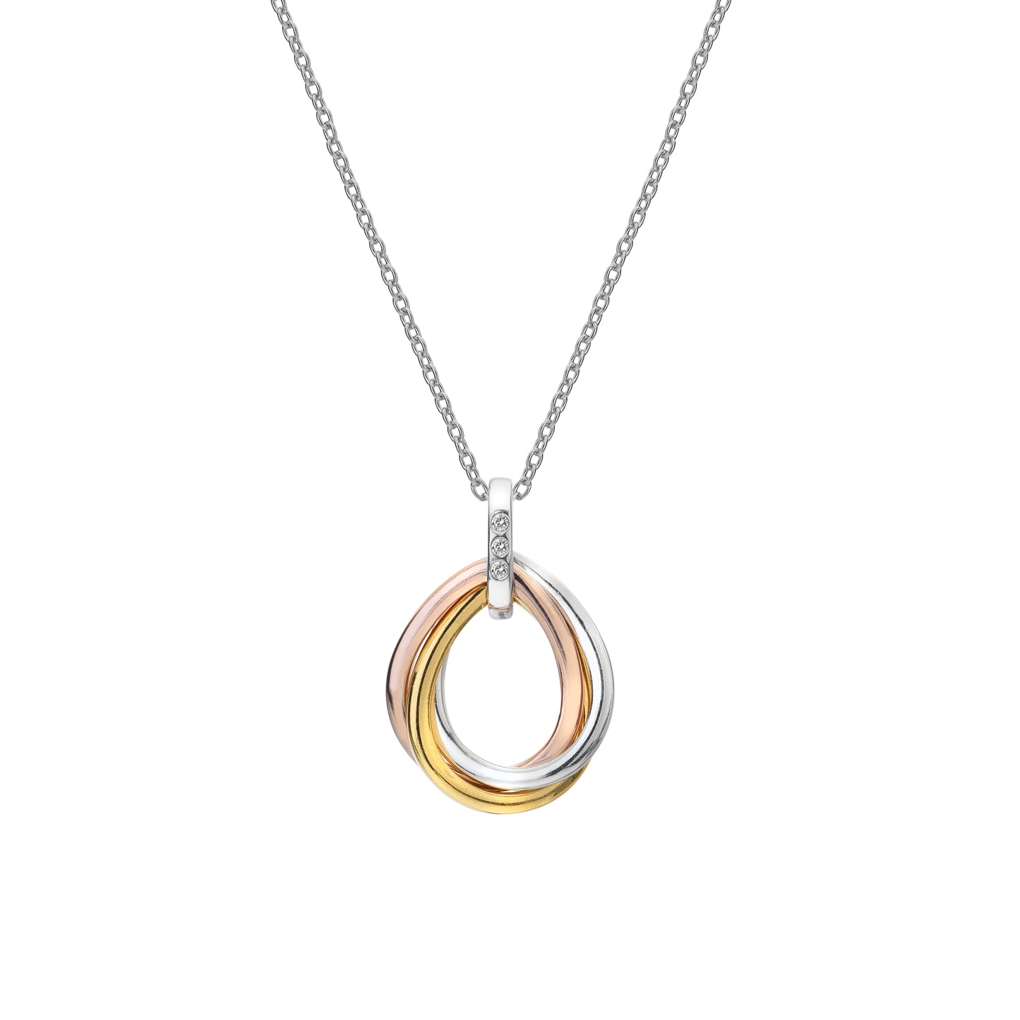 Trio Teardrop Pendant - Rose and Gold Plate Accents