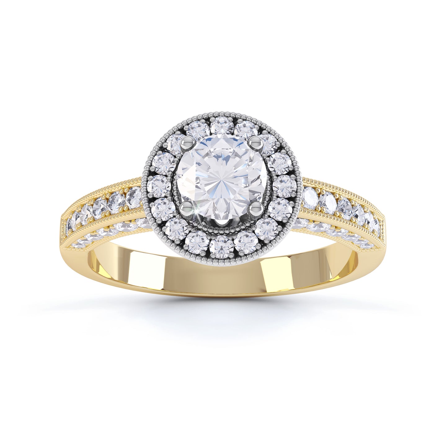 1.30ct G VS Lab Diamond Round Halo with Art Deco Band
