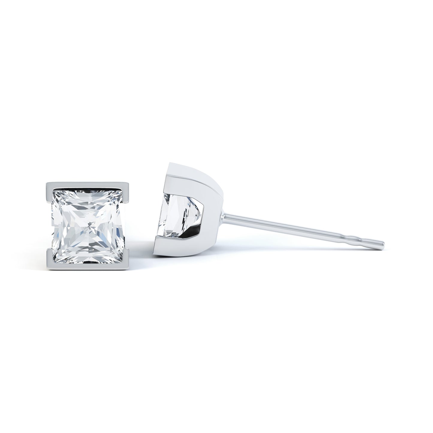 Princess Cut Rubover Platinum Setting
