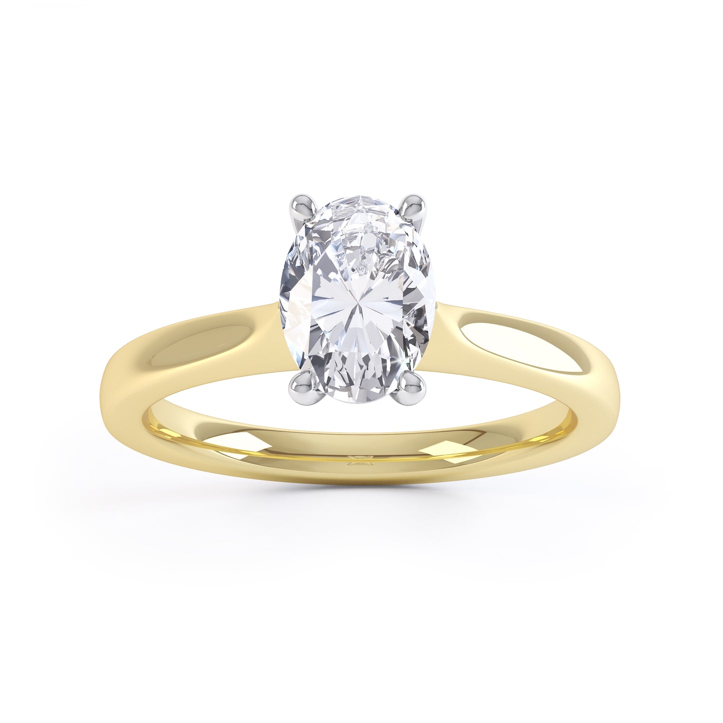 1ct G VS Oval Cut Lab Diamond 4 Claw Wide Band