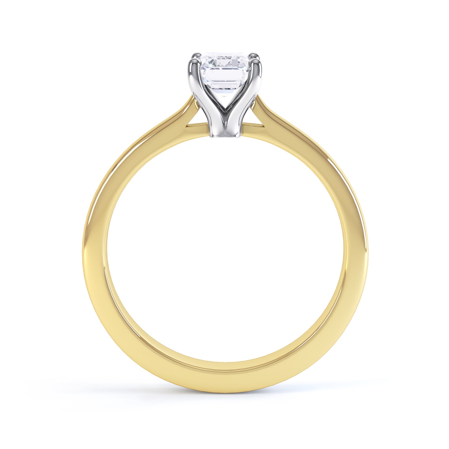 Emerald Cut 4 Claw Thin Tapered Band
