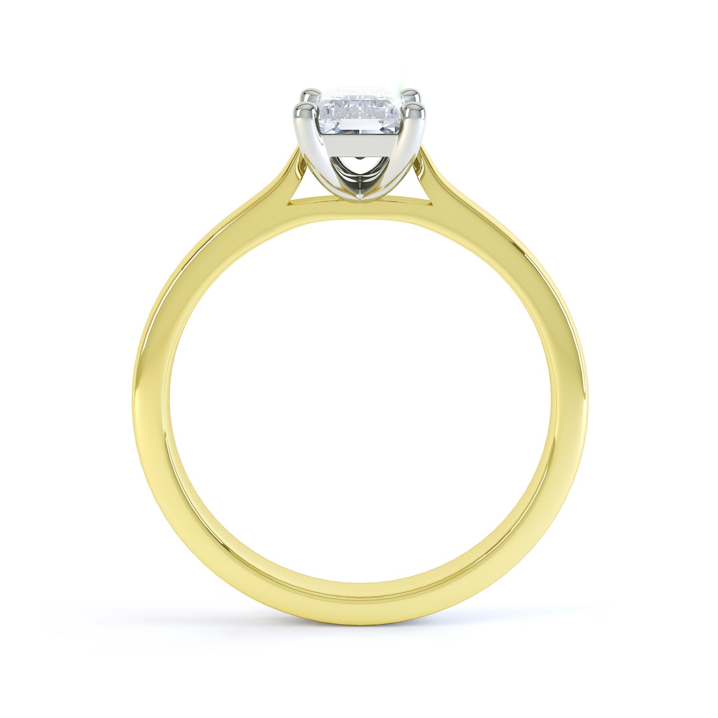 Emerald Cut 4 Claw Tapered Band