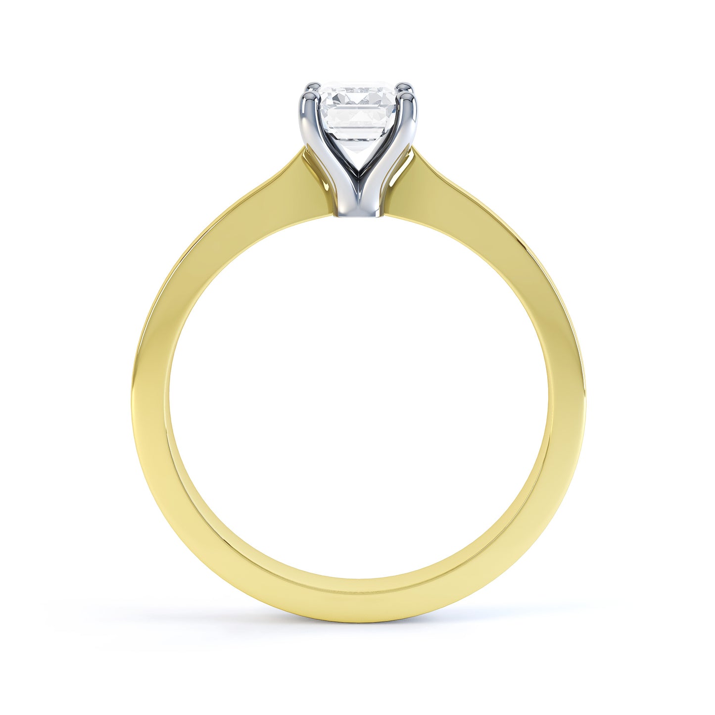 Emerald Cut 4 Claw V Shape Band