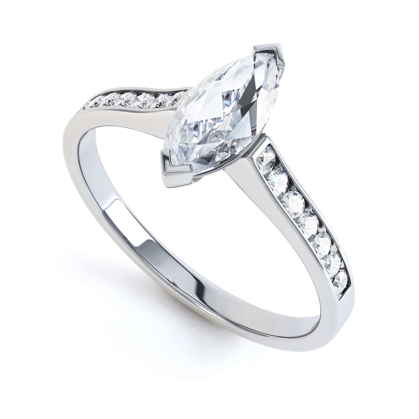 Marquise Cut Shoulder Set Band