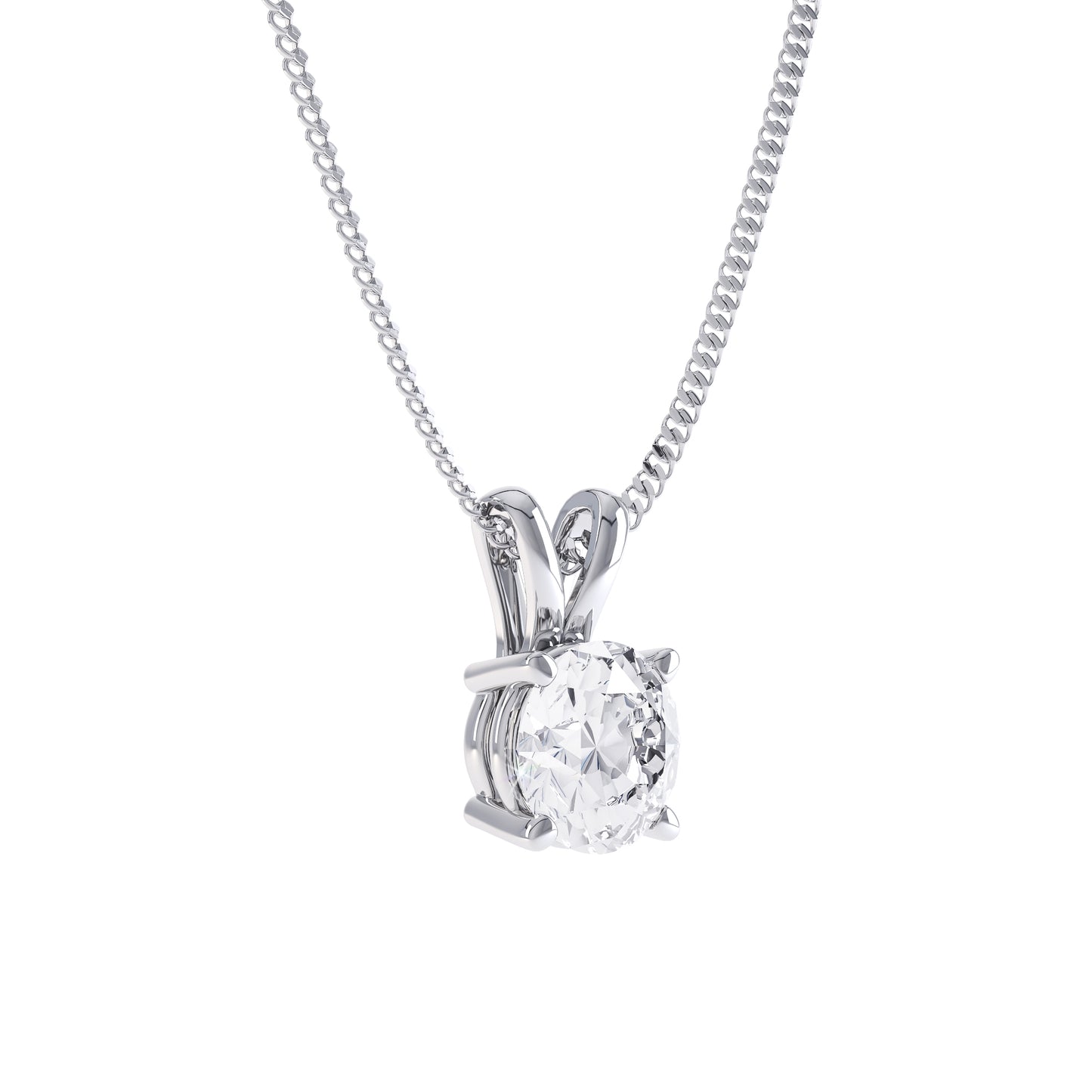 4 Claw V Shape Lab Diamond Pendant
