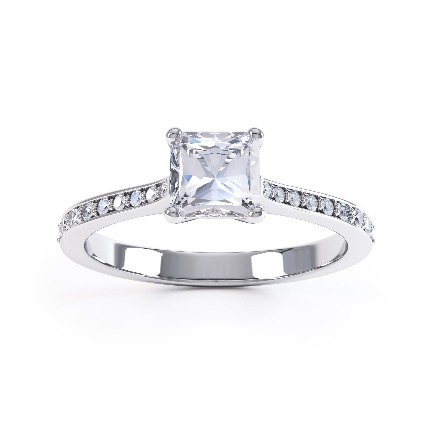 1ct Princess Cut G VS Channel Set 18ct W/G