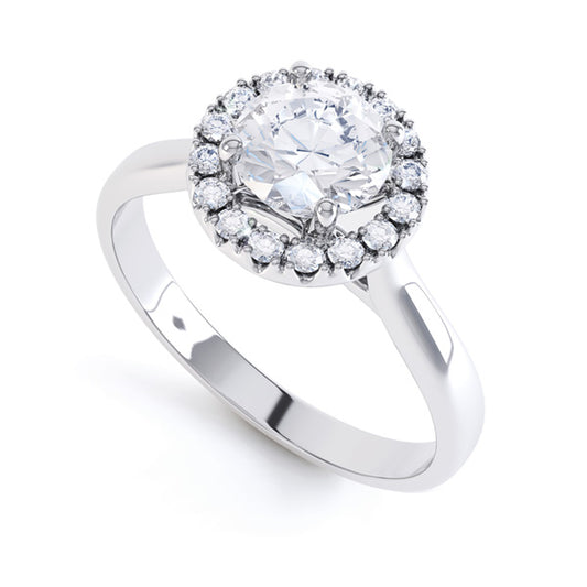 1.28ct Round Halo Cluster Ring 18ct W/G