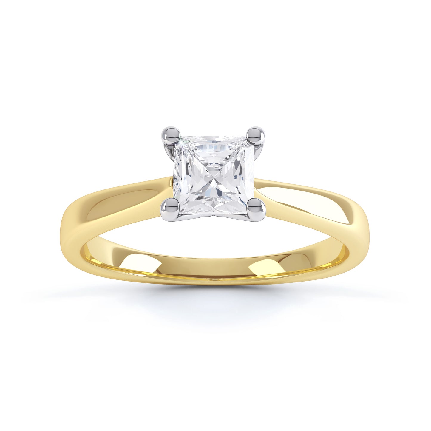 Square Princess Cut 4 Claw V Shape Band