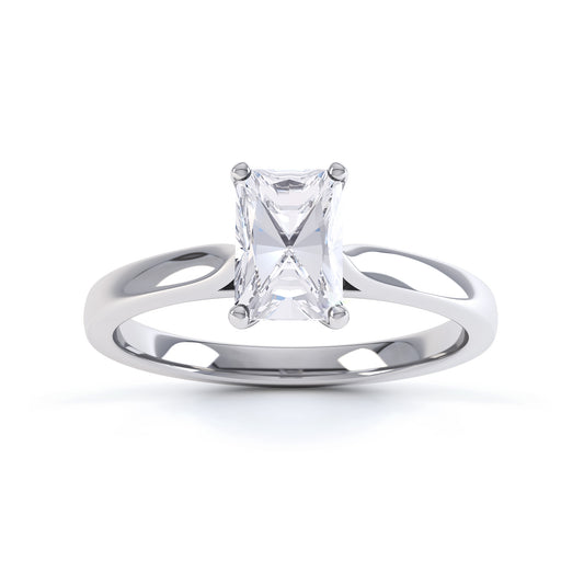 Emerald Cut 4 Claw V Shape Band