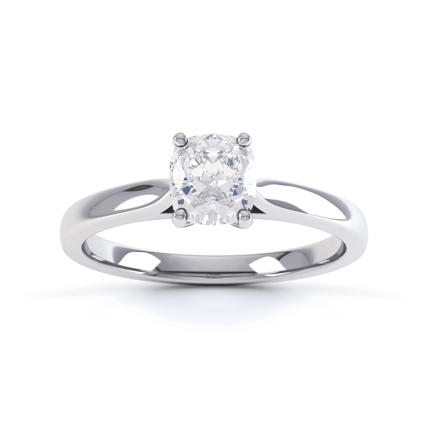 Cushion Cut 4 Claw Thin V Shape Band