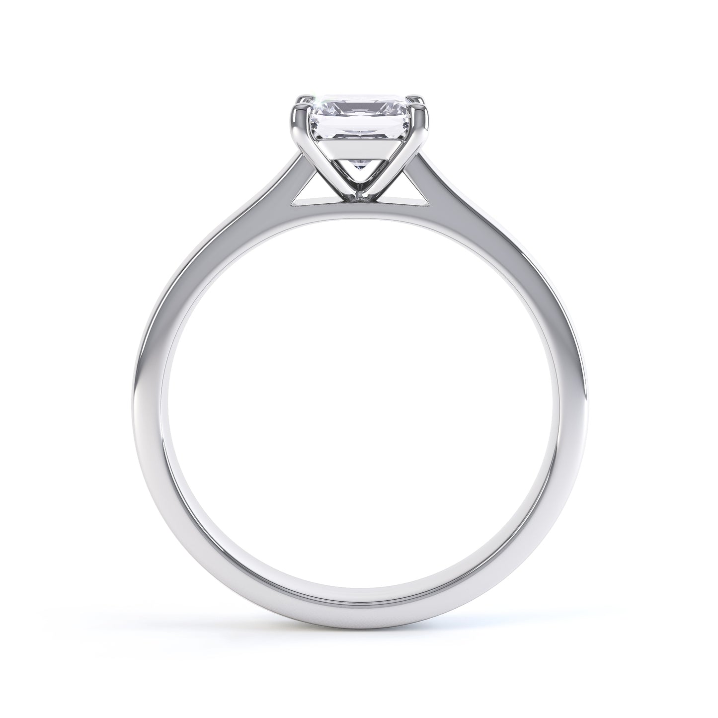 Square Princess Cut 4 Claw V Shape  Wide Band