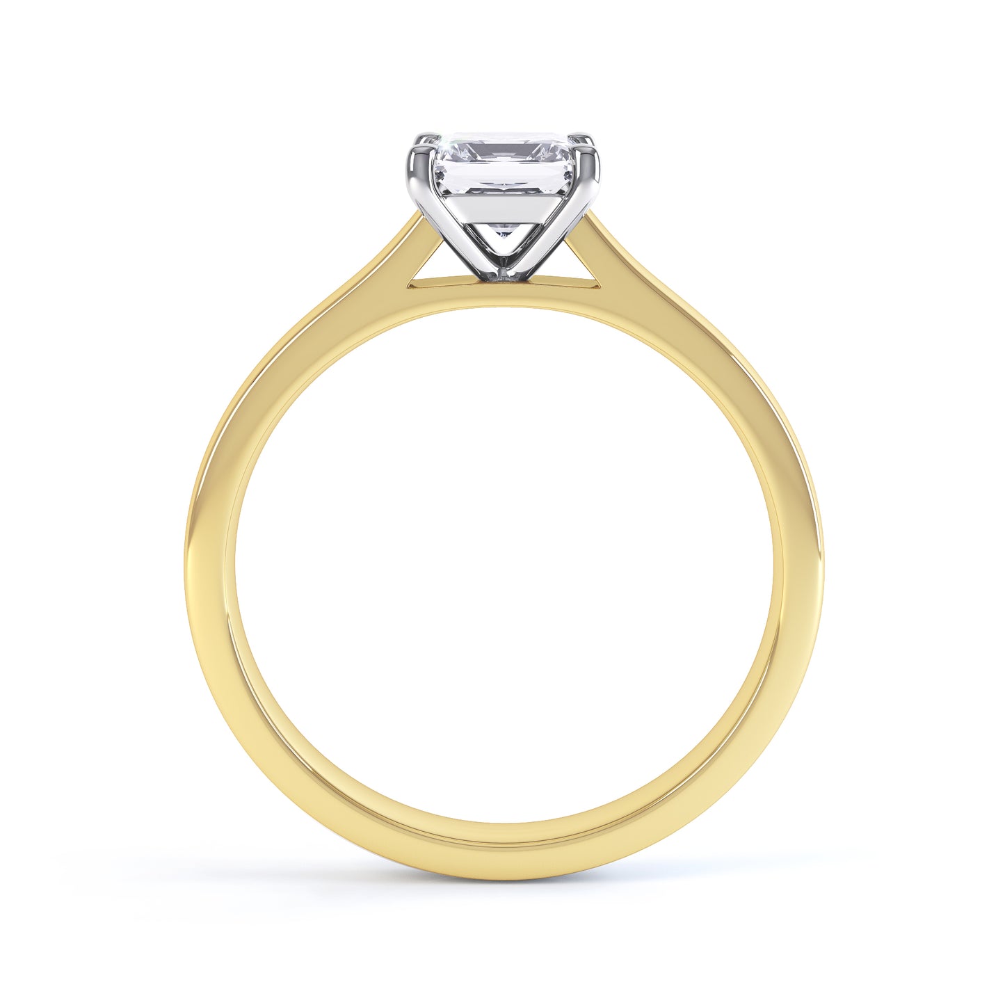 Square Princess Cut 4 Claw V Shape  Wide Band