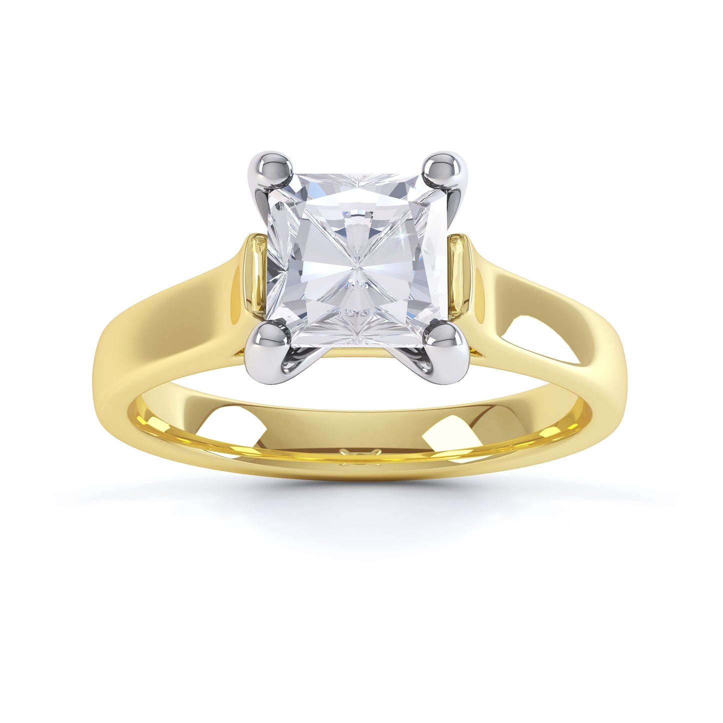 Square Princess Cut 4 Claw Wide Set Band