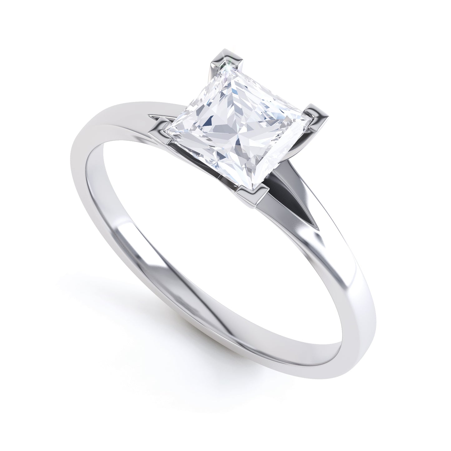 Square Princess Cut 4 Claw V Shaped Mid Band