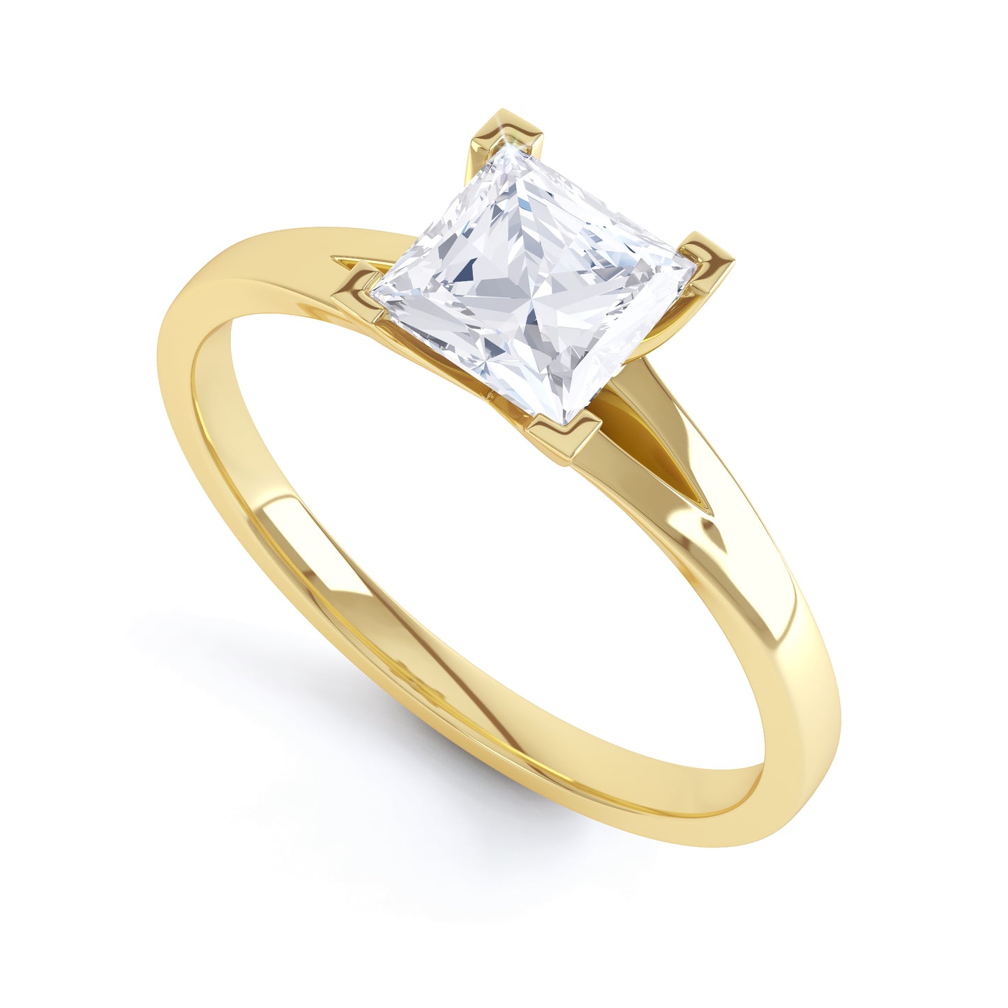 Square Princess Cut 4 Claw V Shaped Mid Band