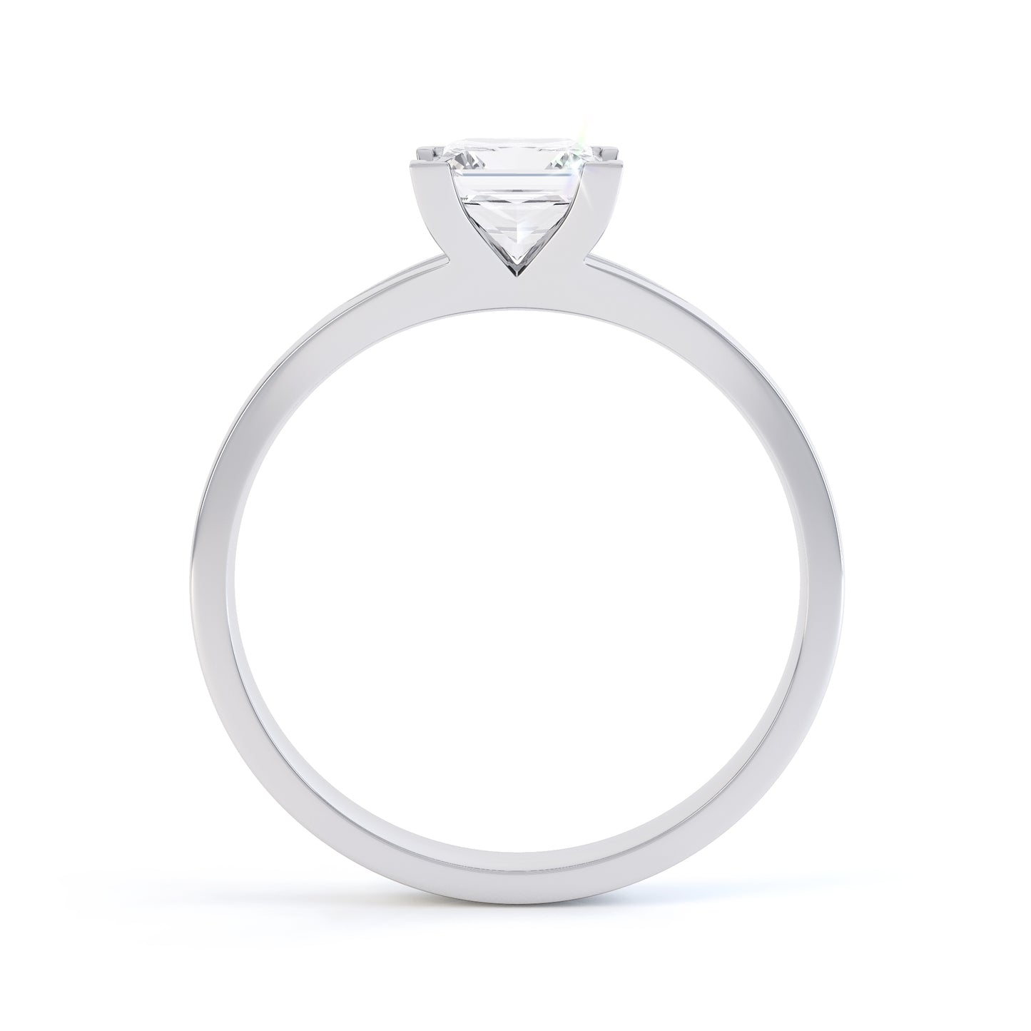 Square Princess Cut 4 Claw V Shaped Mid Band