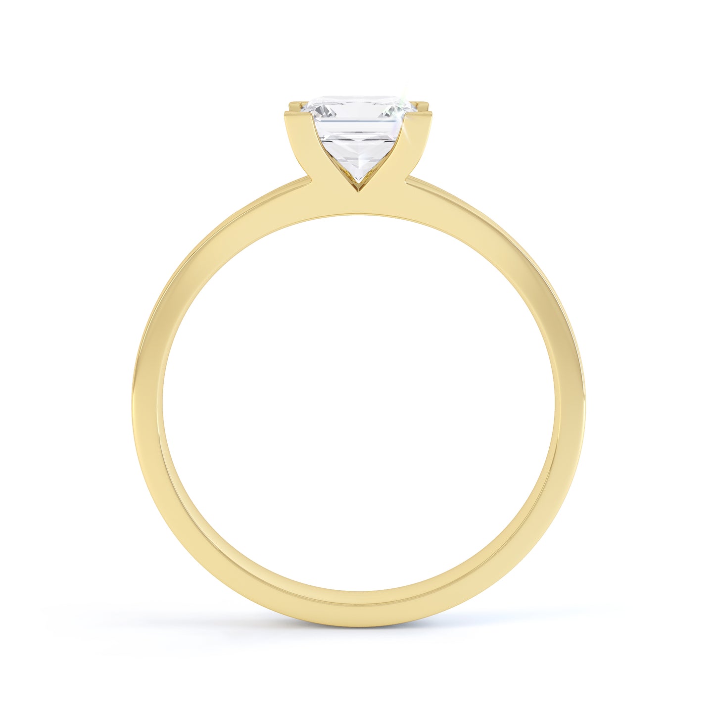 Square Princess Cut 4 Claw V Shaped Mid Band