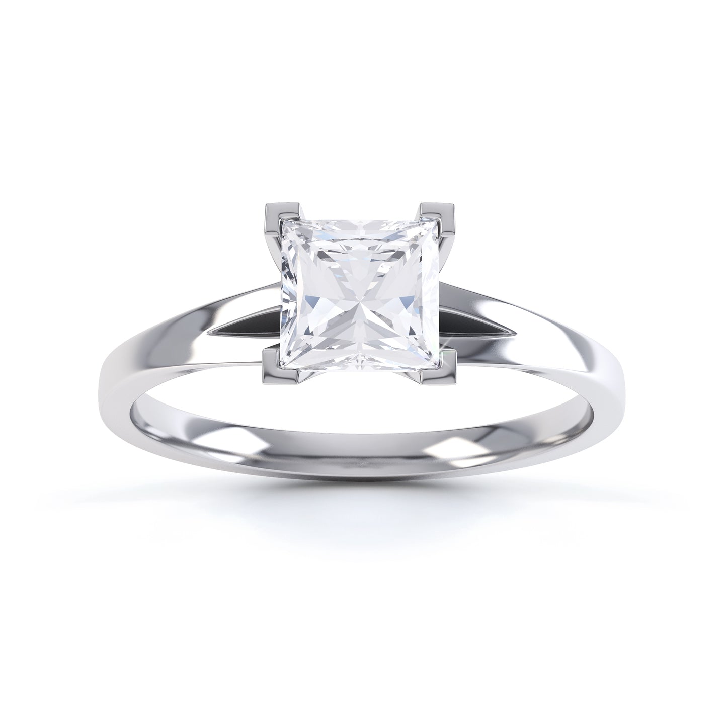 Square Princess Cut 4 Claw V Shaped Mid Band