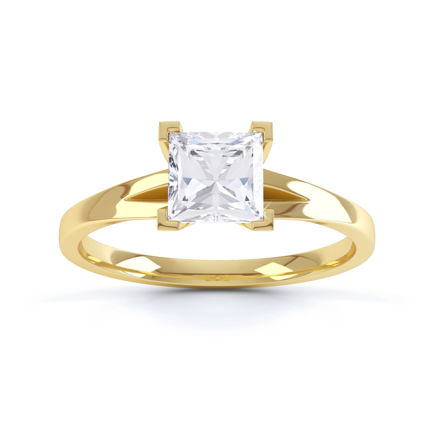 Square Princess Cut 4 Claw V Shaped Mid Band