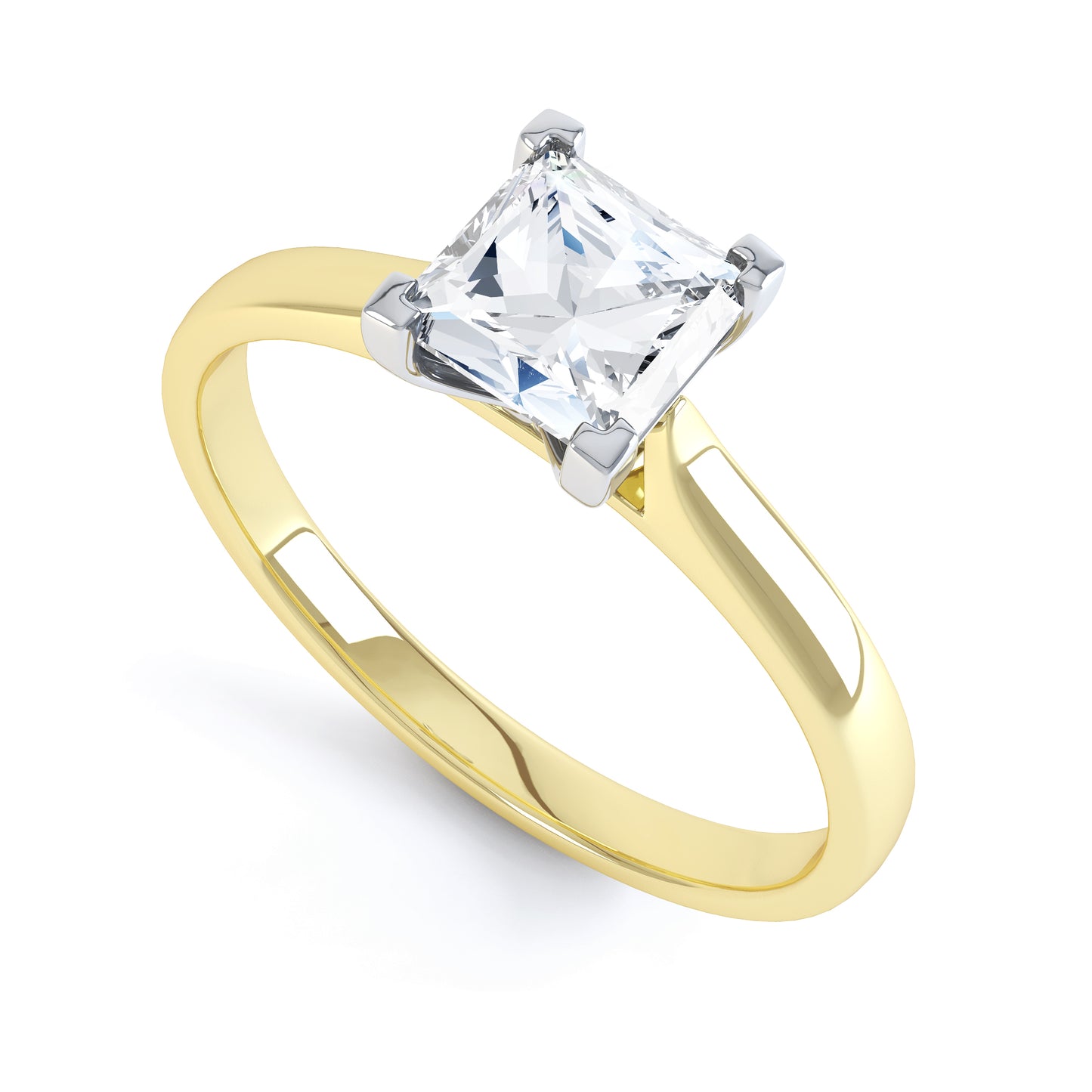 Square Princess Cut 4 Claw Rounded Band