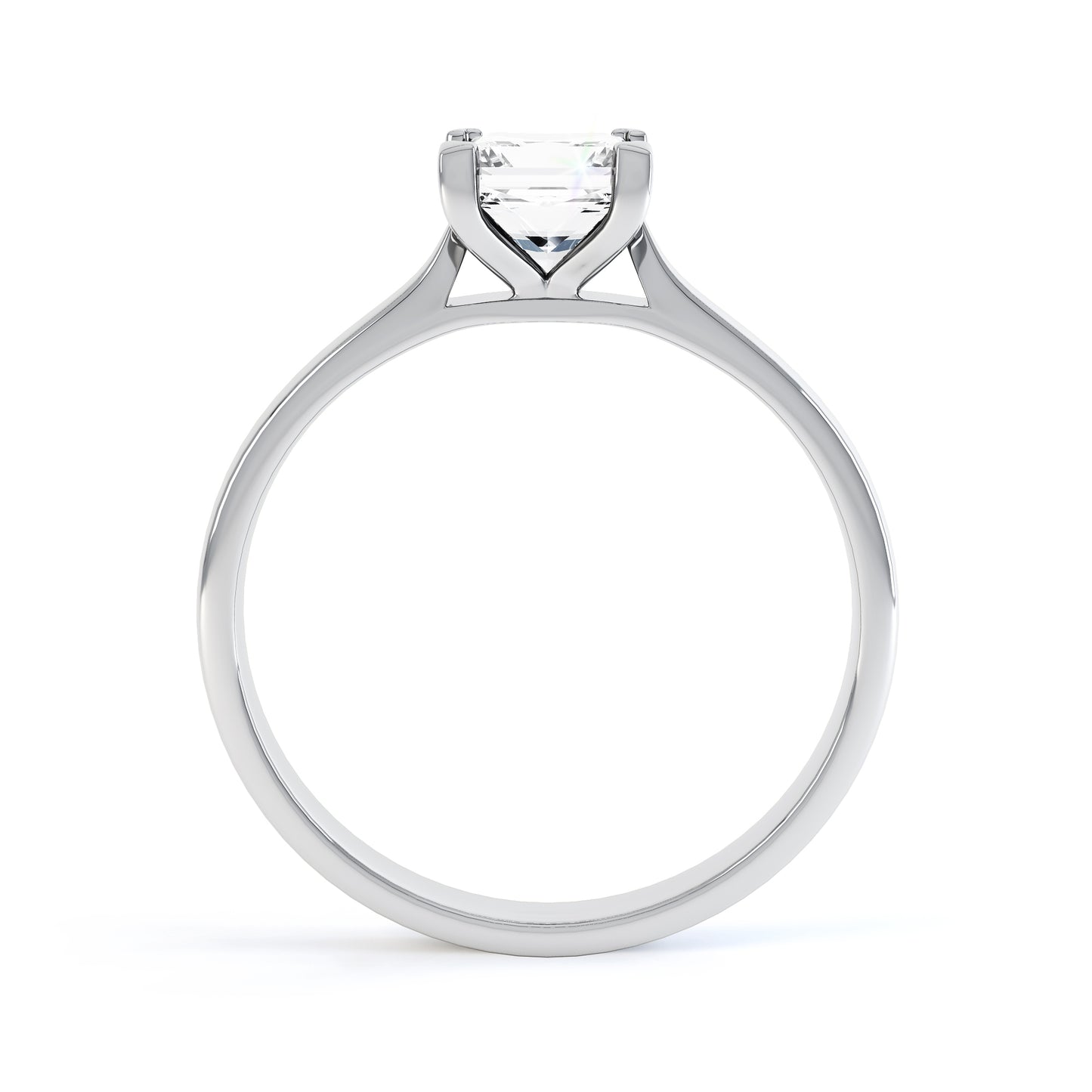 Square Princess Cut 4 Claw Rounded Band