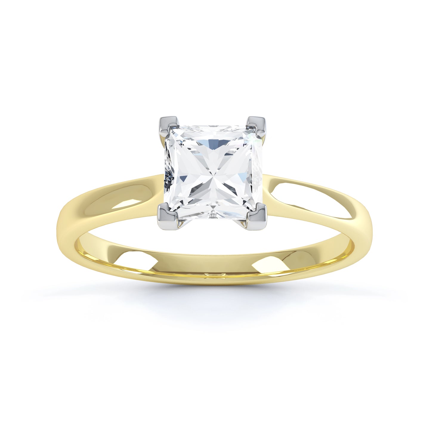 Square Princess Cut 4 Claw Rounded Band