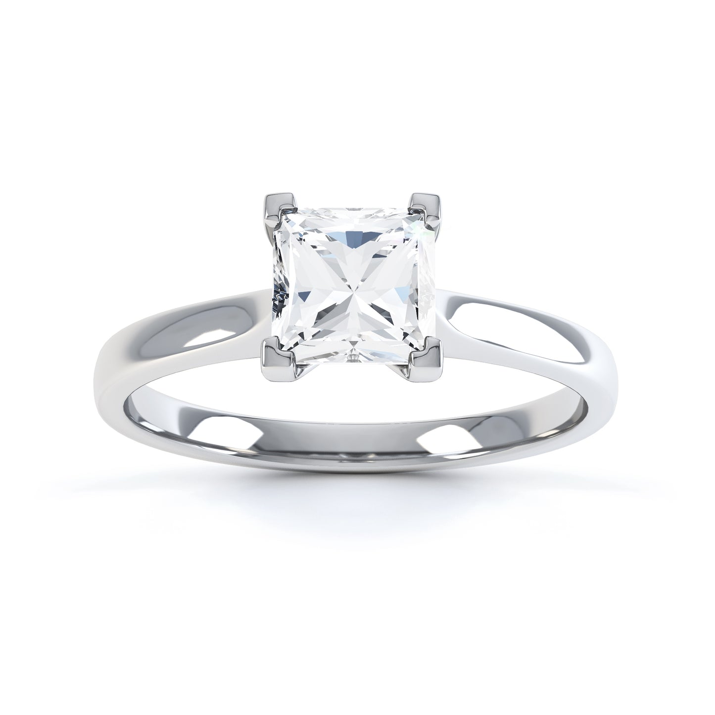 Square Princess Cut 4 Claw Rounded Band