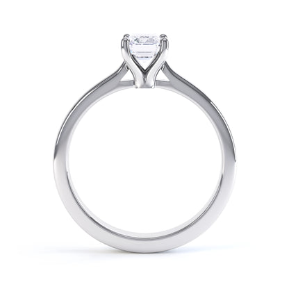 Emerald Cut 4 Claw Thin Tapered Band
