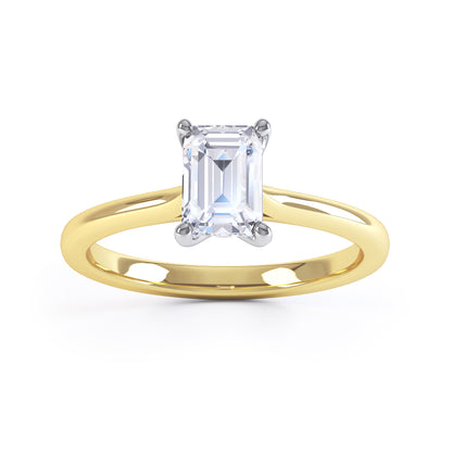 Emerald Cut 4 Claw Thin Tapered Band