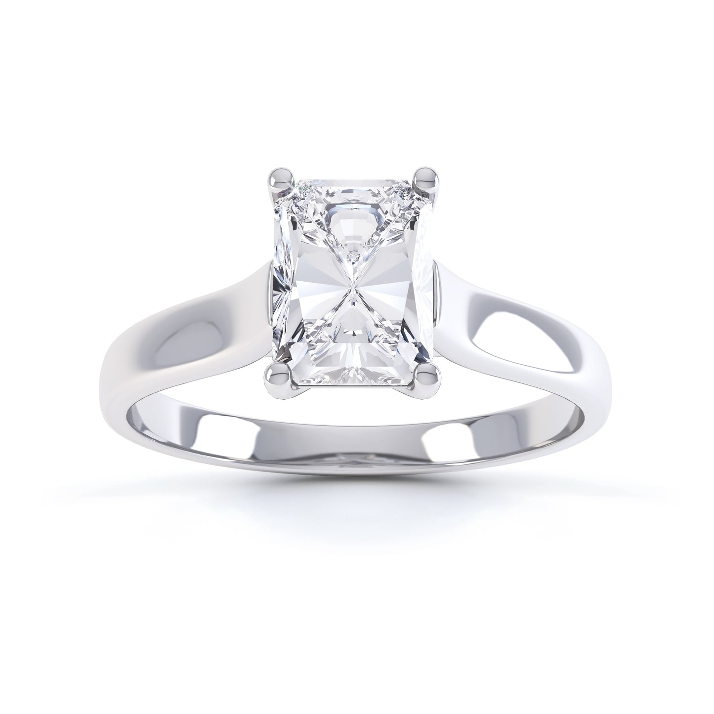 Emerald Cut 4 Claw Wide Band