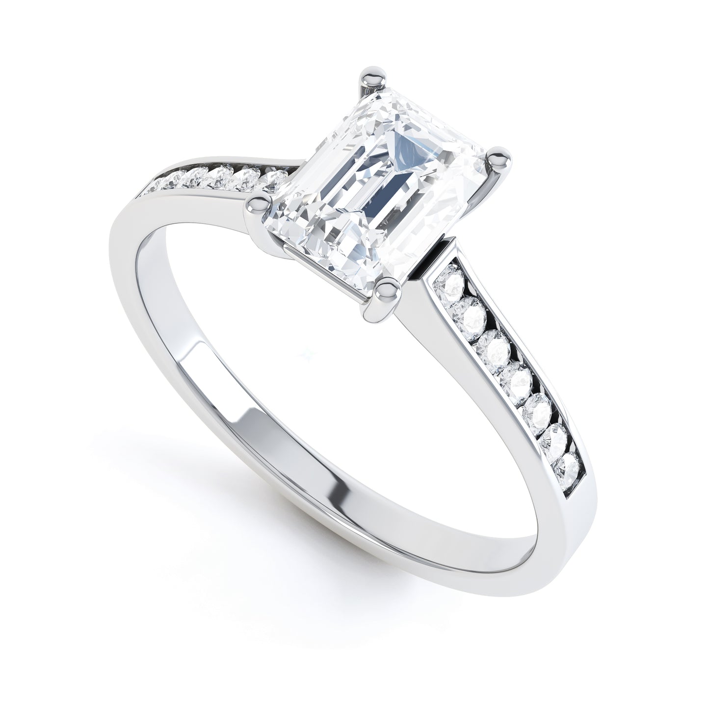 Emerald Cut 4 Claw Shoulder Set Band