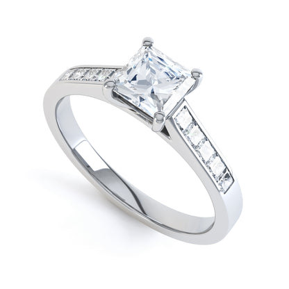Princess Cut 4 Claw 10 Stone Shoulder Set Band