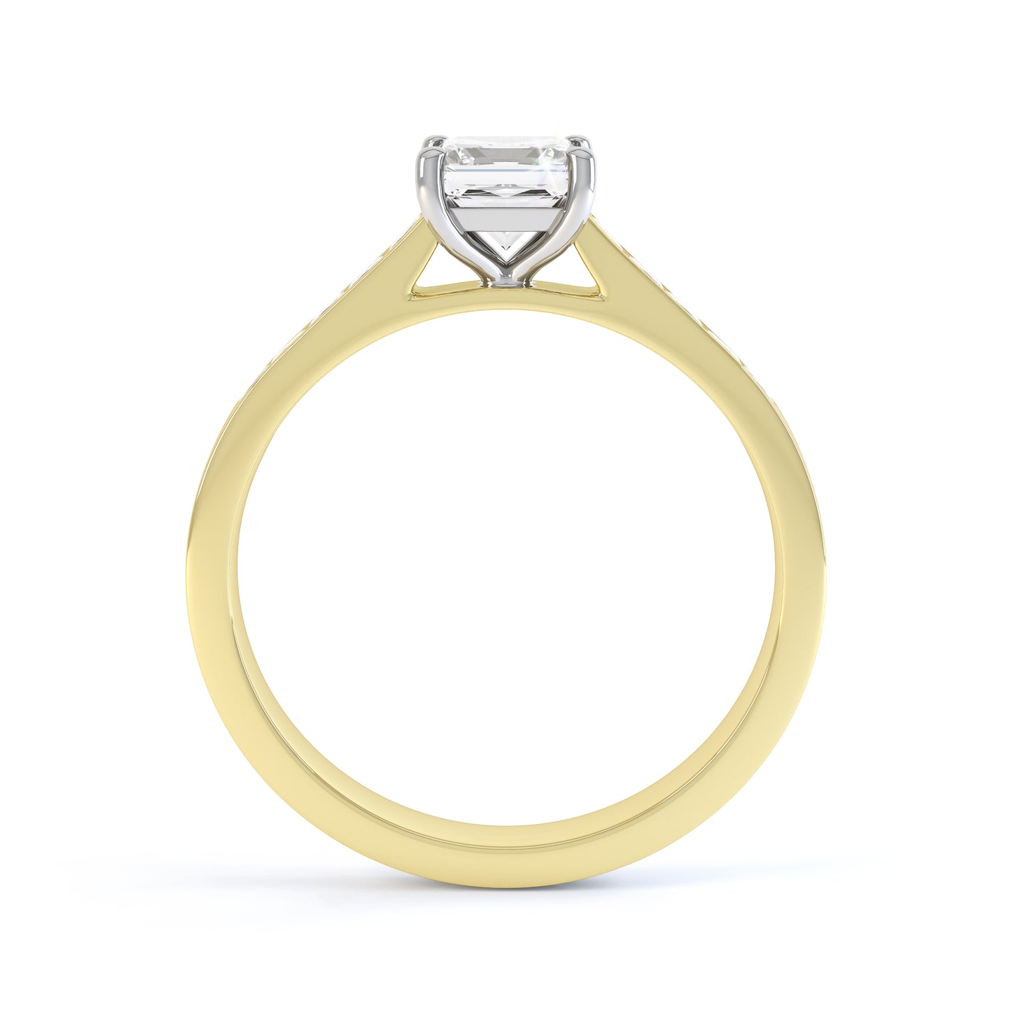 Princess Cut 4 Claw 10 Stone Shoulder Set Band