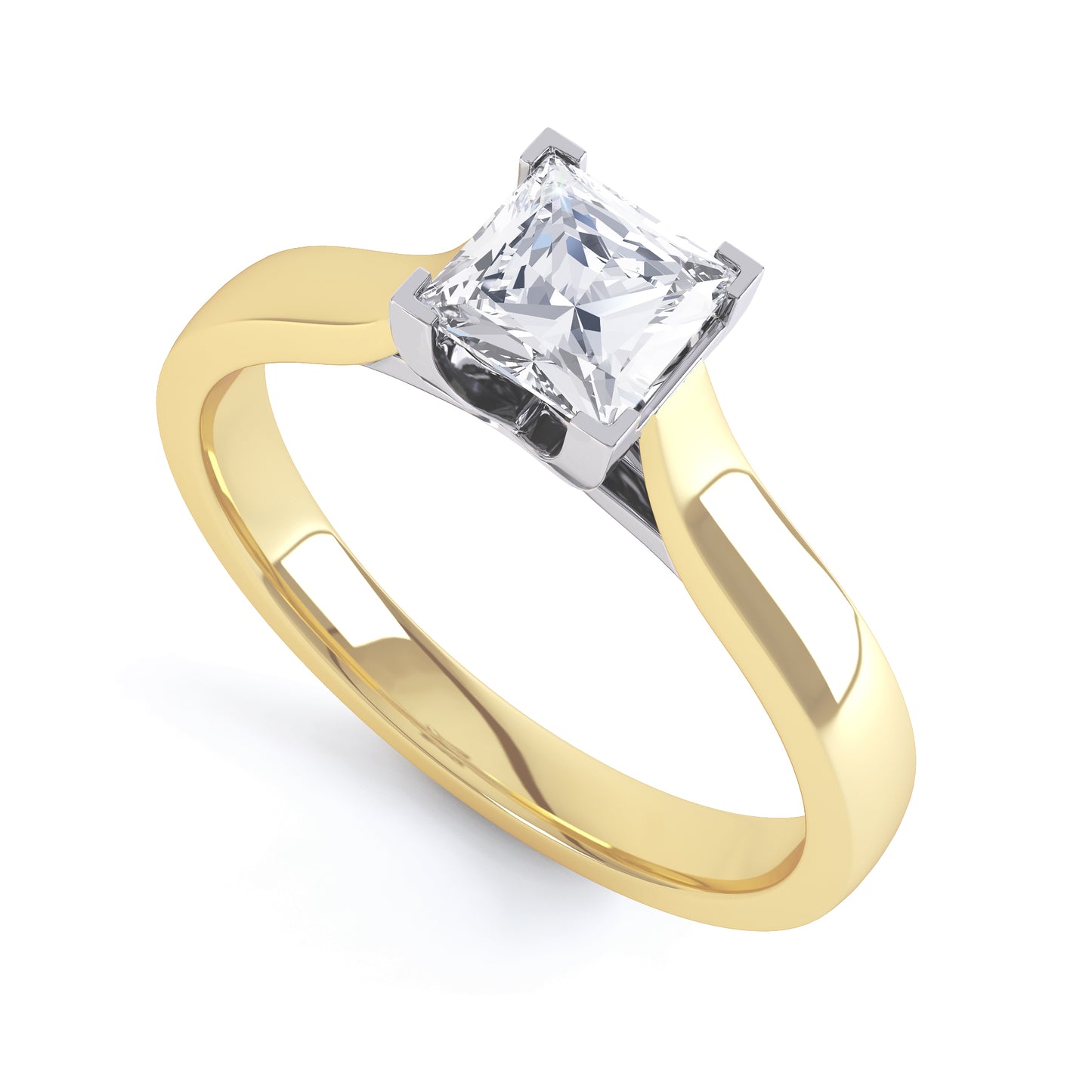 Square Princess Cut 4 Claw V Shape Crown Band