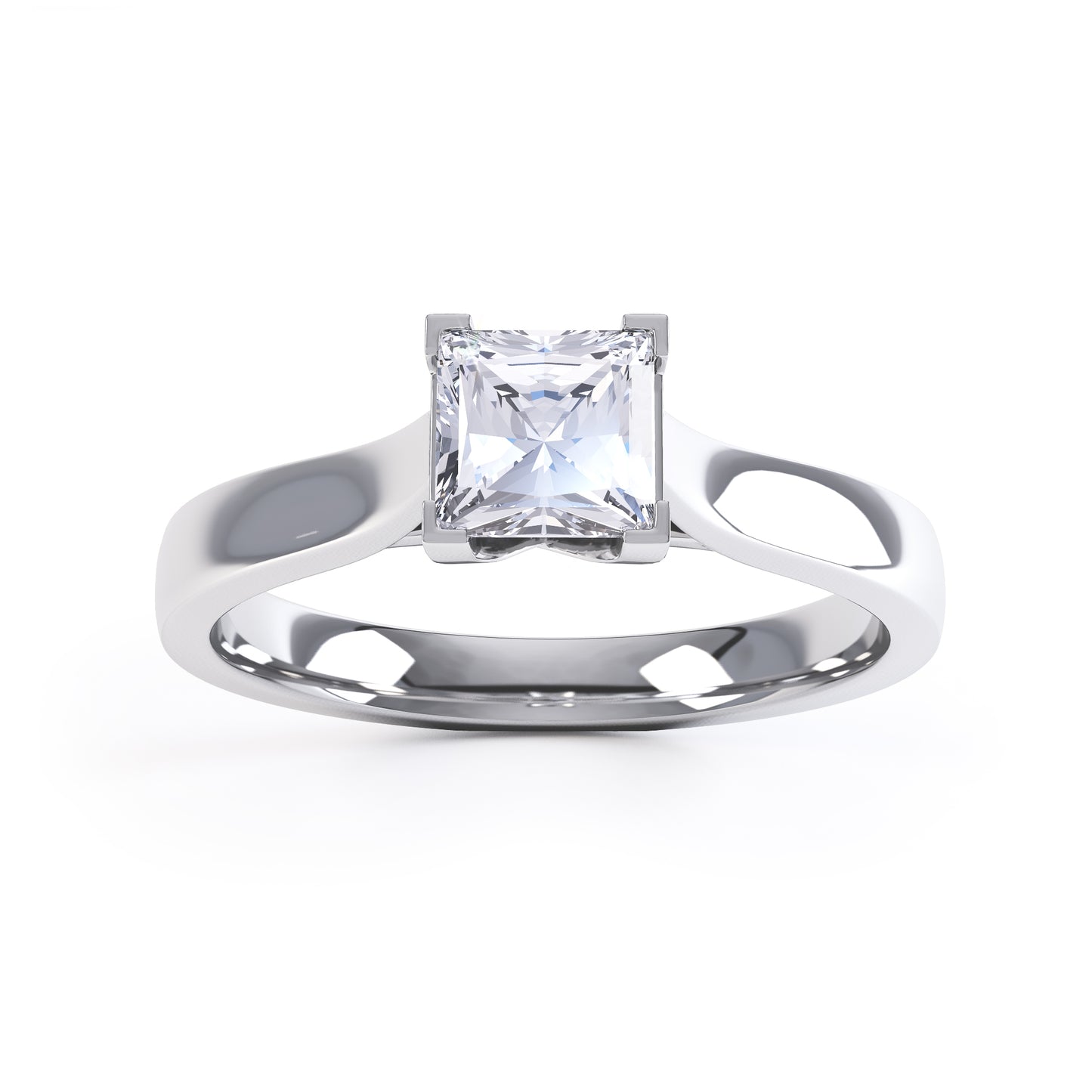 Square Princess Cut 4 Claw V Shape Crown Band