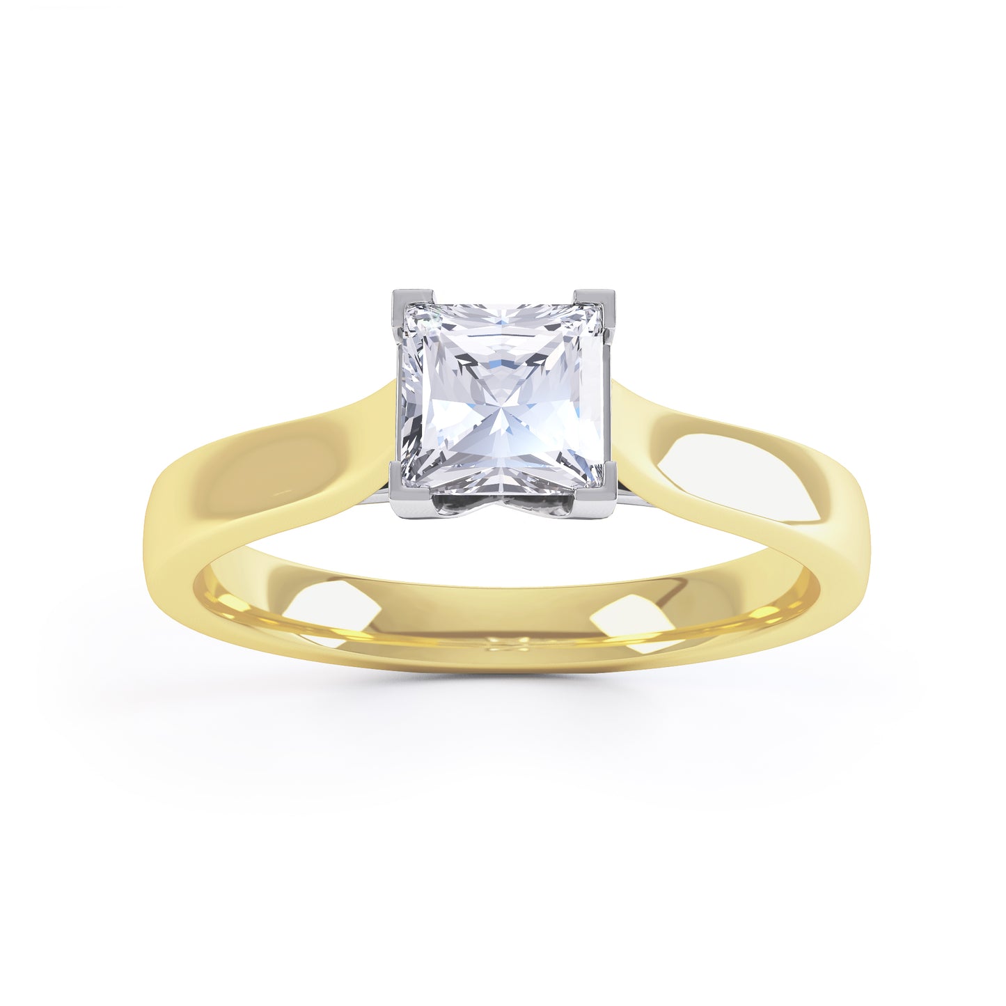 Square Princess Cut 4 Claw V Shape Crown Band