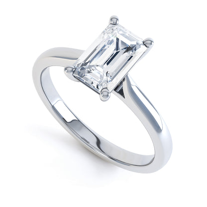 Emerald Cut 4 Claw Tapered Band