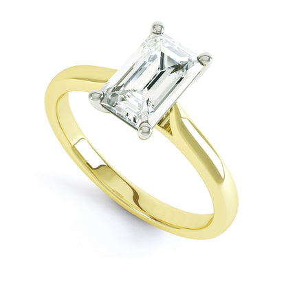 Emerald Cut 4 Claw Tapered Band