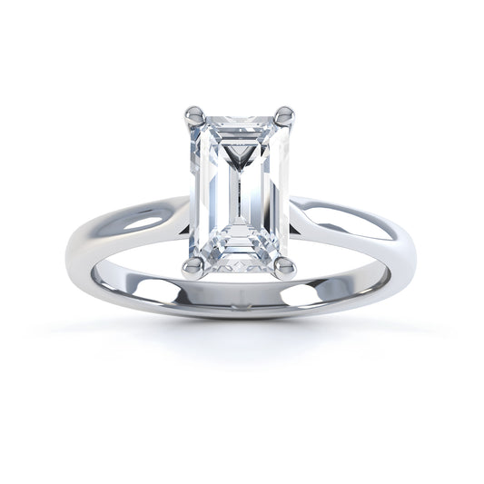 Emerald Cut 4 Claw Tapered Band