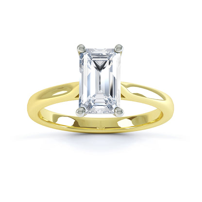 Emerald Cut 4 Claw Tapered Band