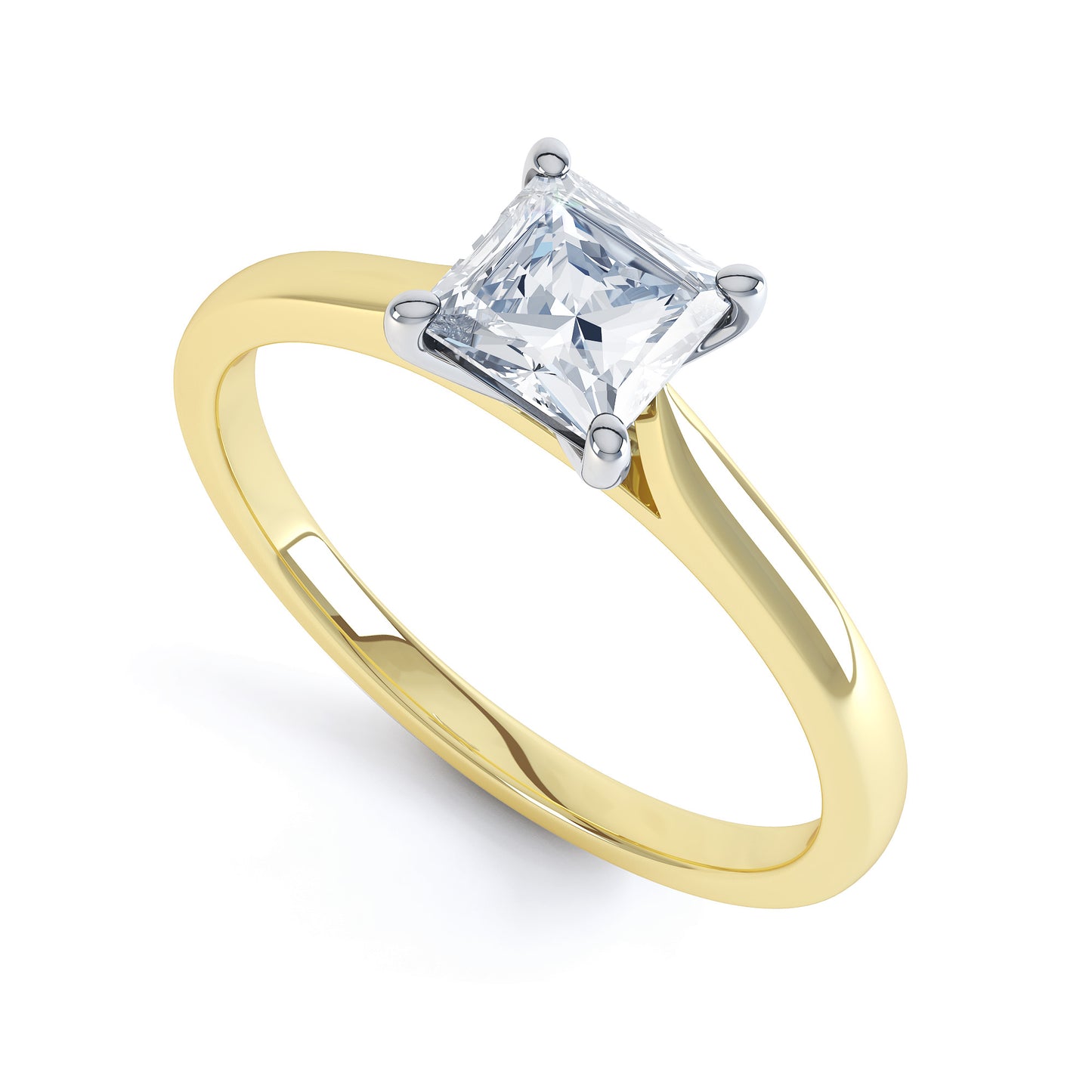 Square Princess Cut 4 Claw V Shape Band