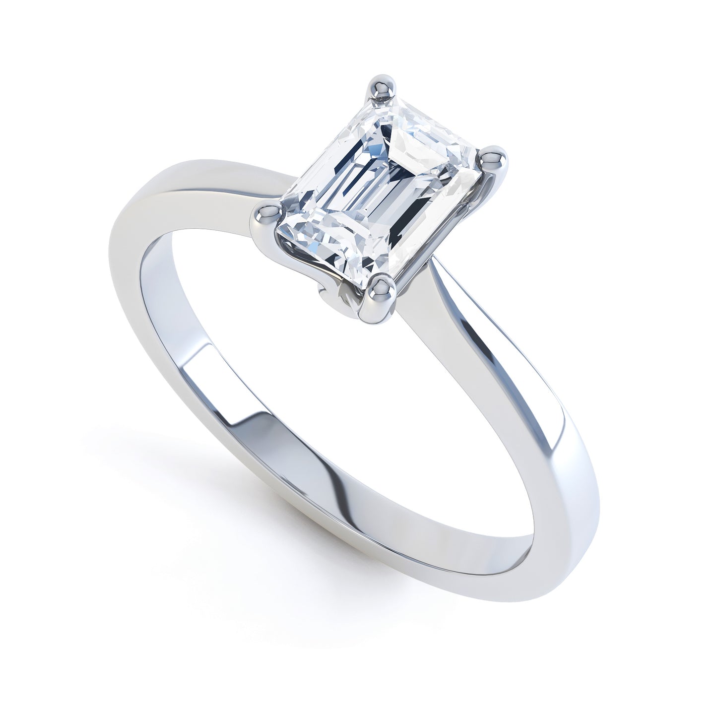 Emerald Cut 4 Claw V Shape Band