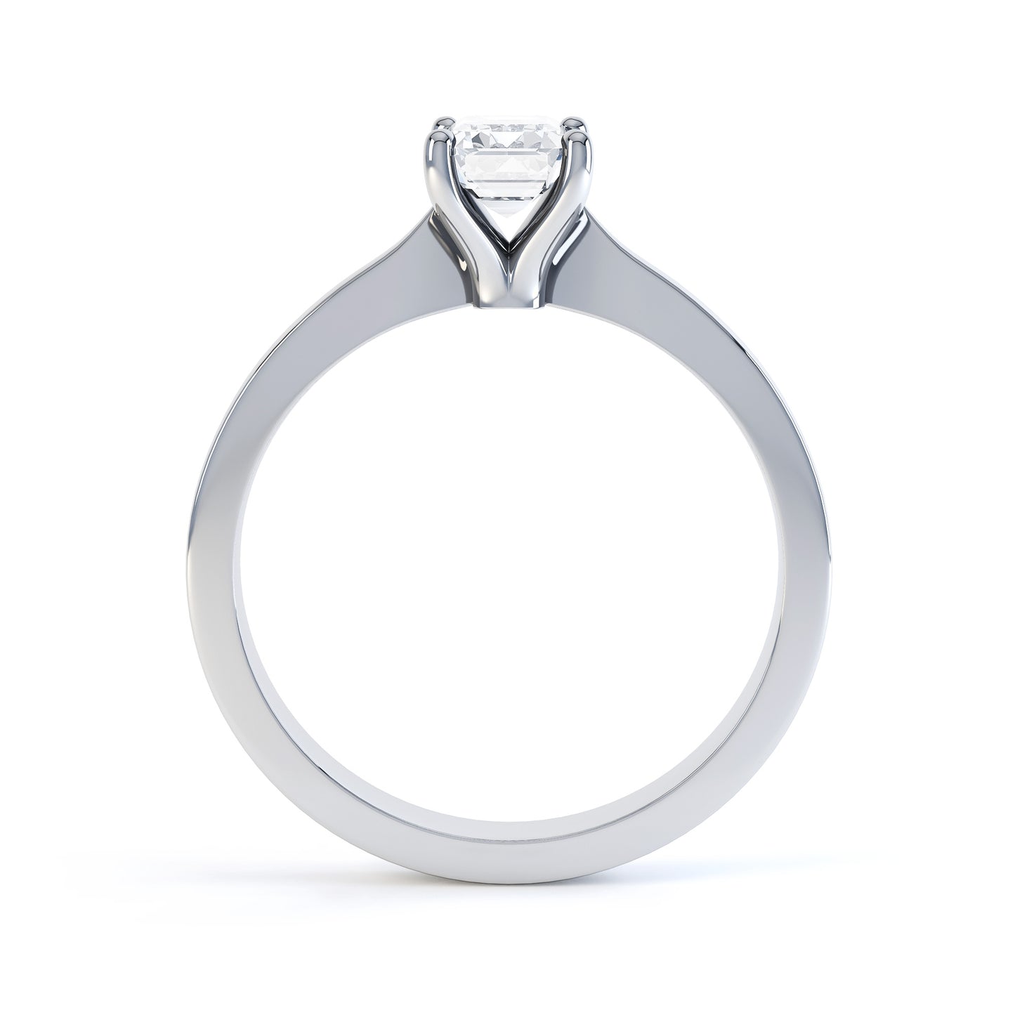 Emerald Cut 4 Claw V Shape Band