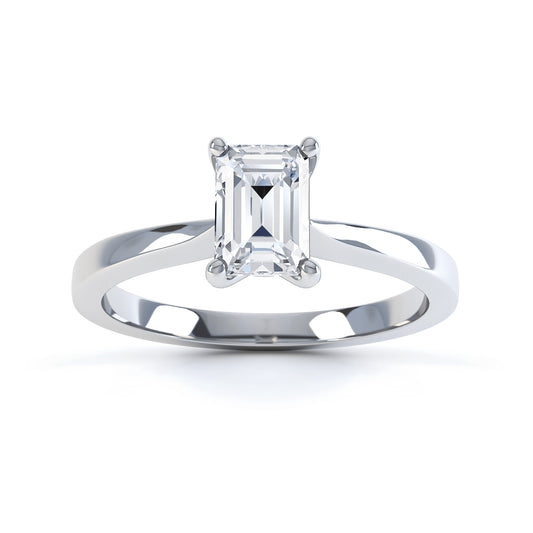 Emerald Cut 4 Claw V Shape Band