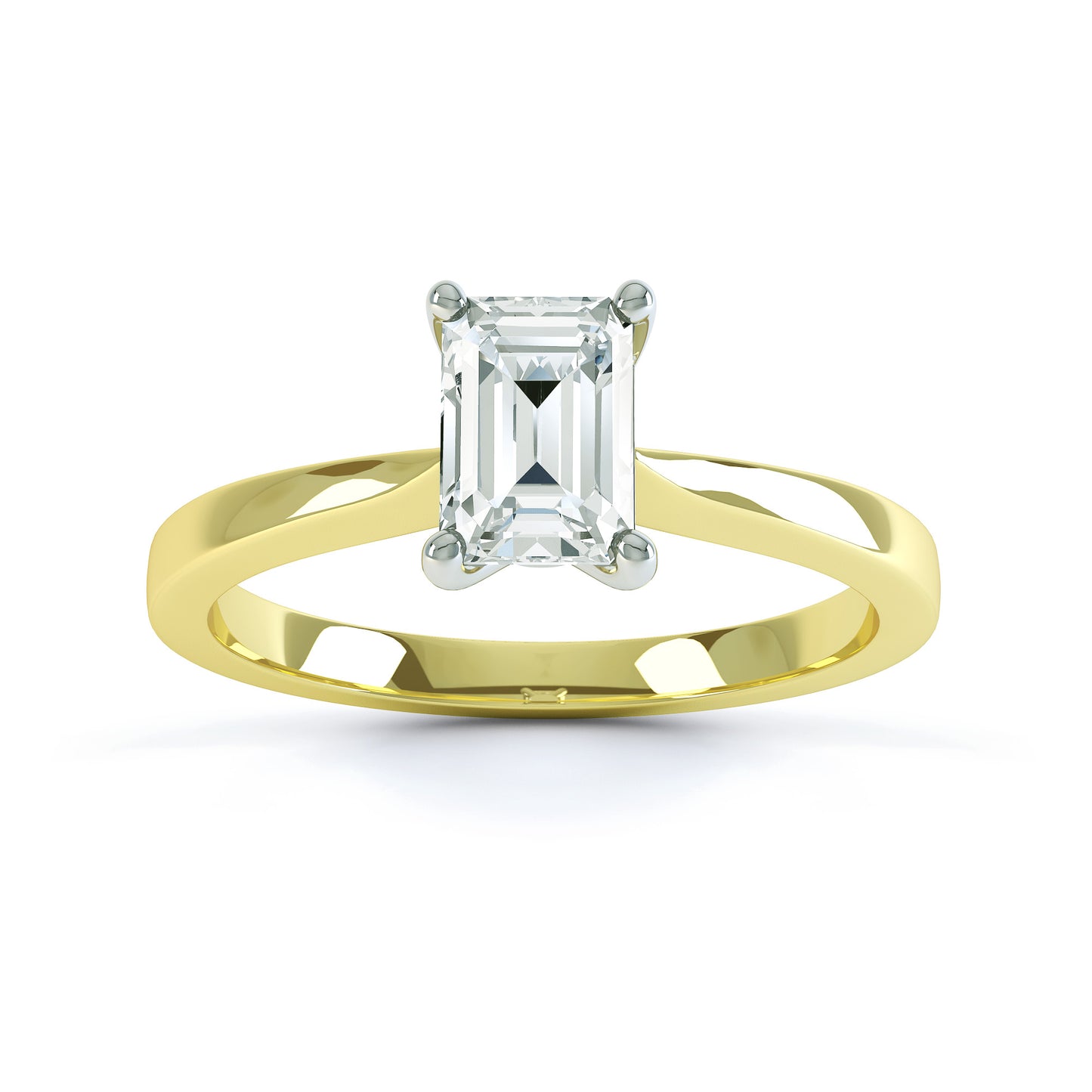 Emerald Cut 4 Claw V Shape Band