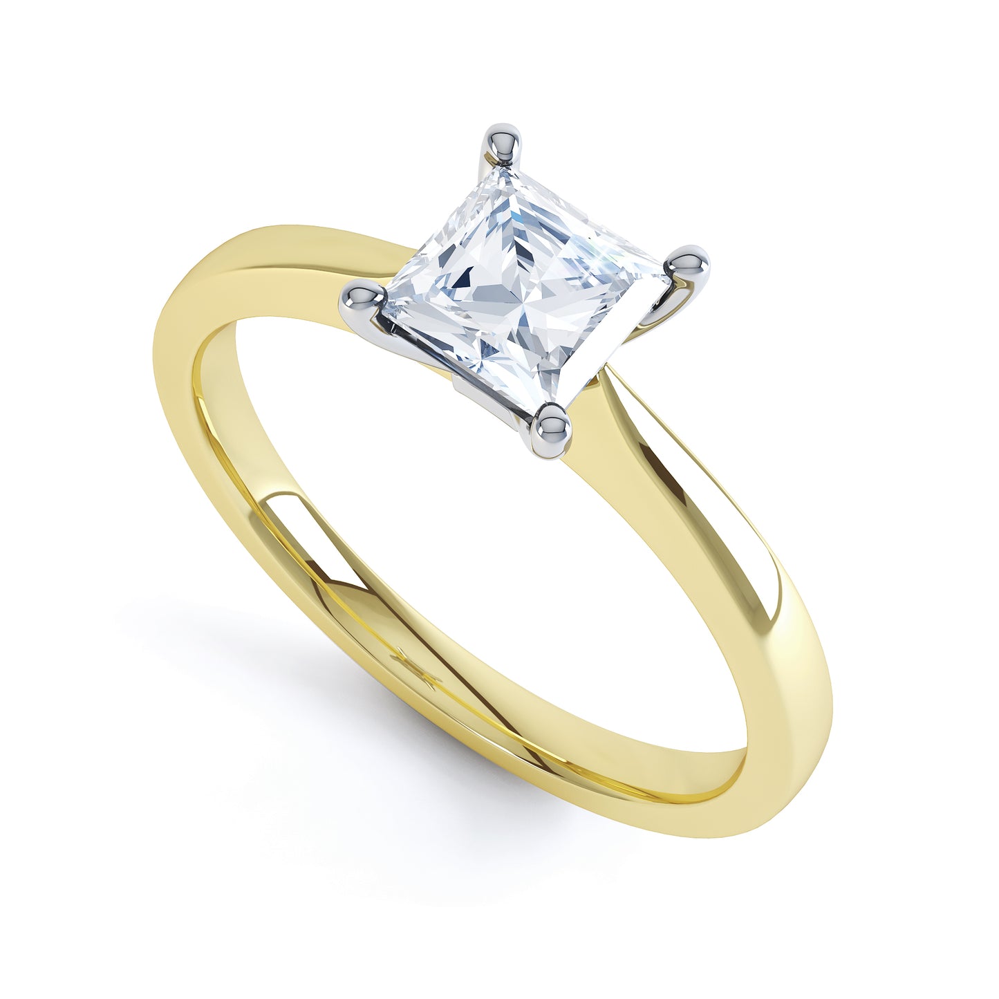 Square Princess Cut 4 Claw Tapered Band