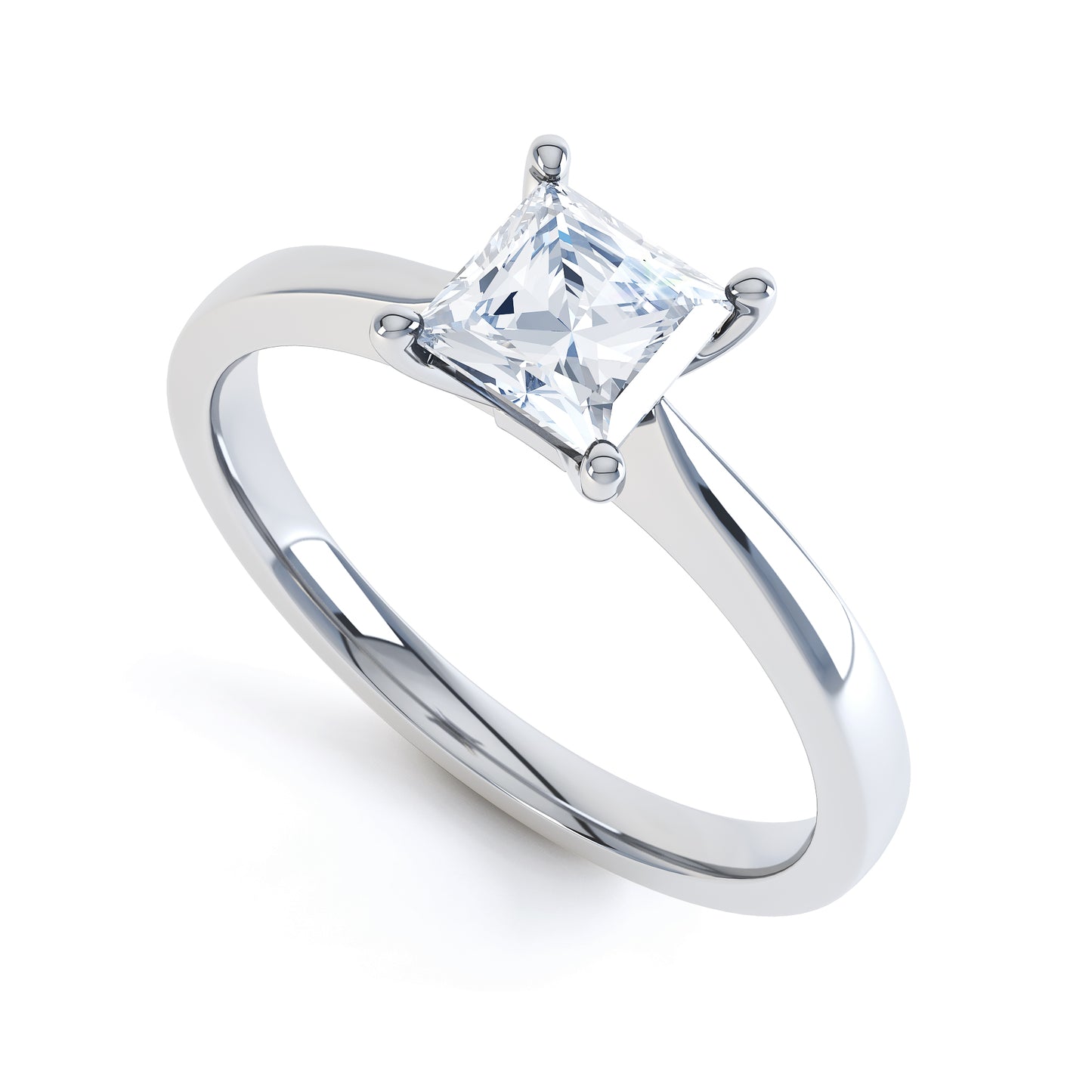 Square Princess Cut 4 Claw Tapered Band