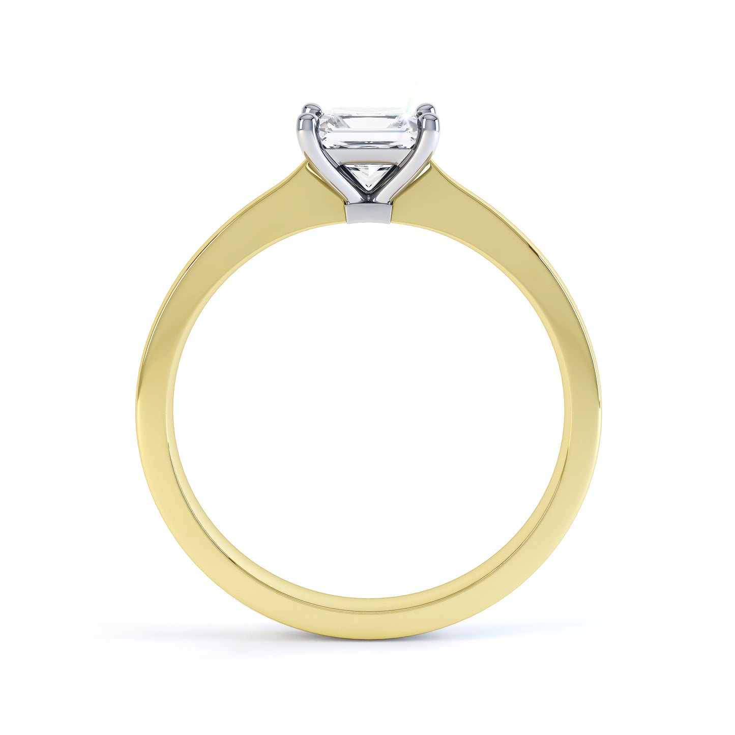 Square Princess Cut 4 Claw Tapered Band