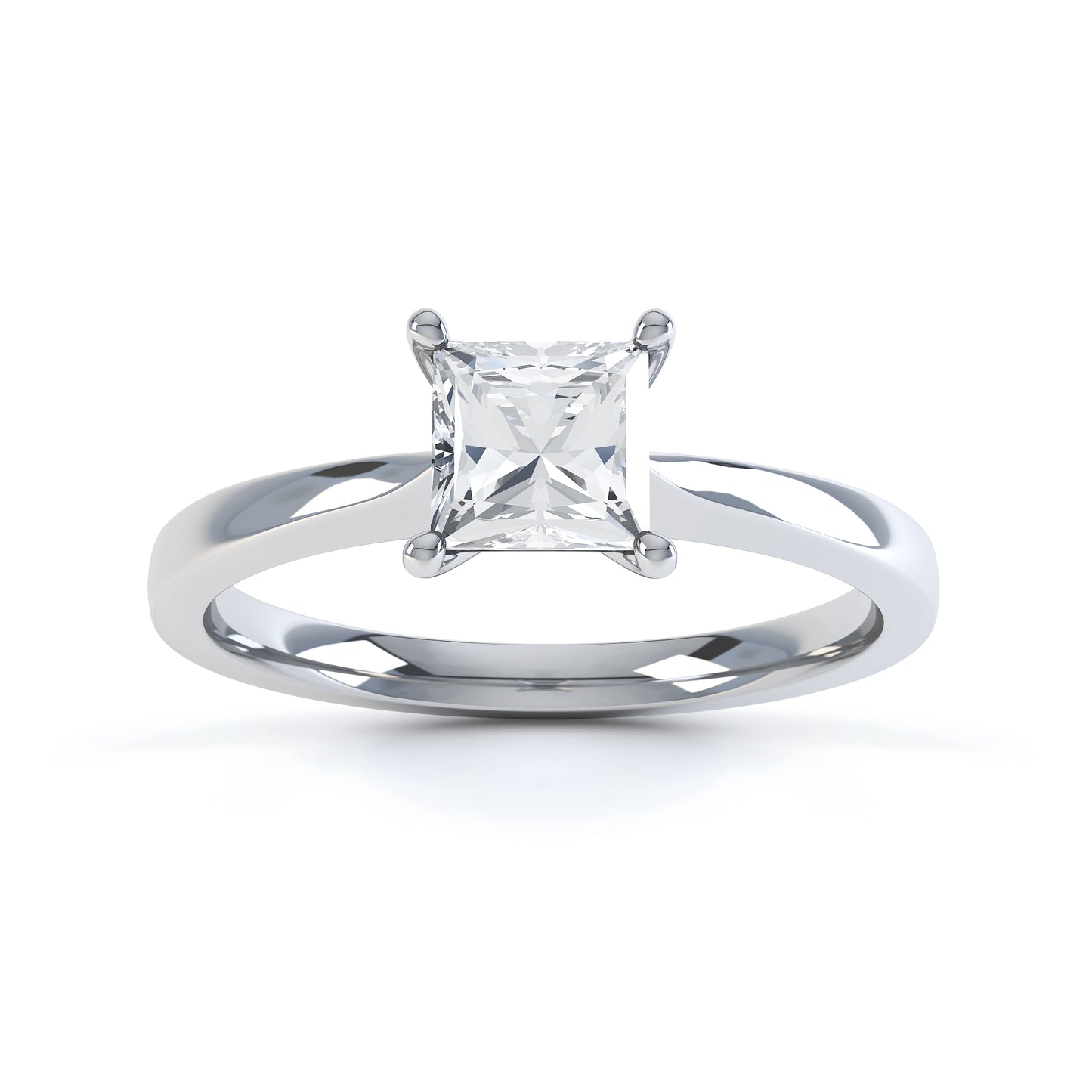 Square Princess Cut 4 Claw Tapered Band