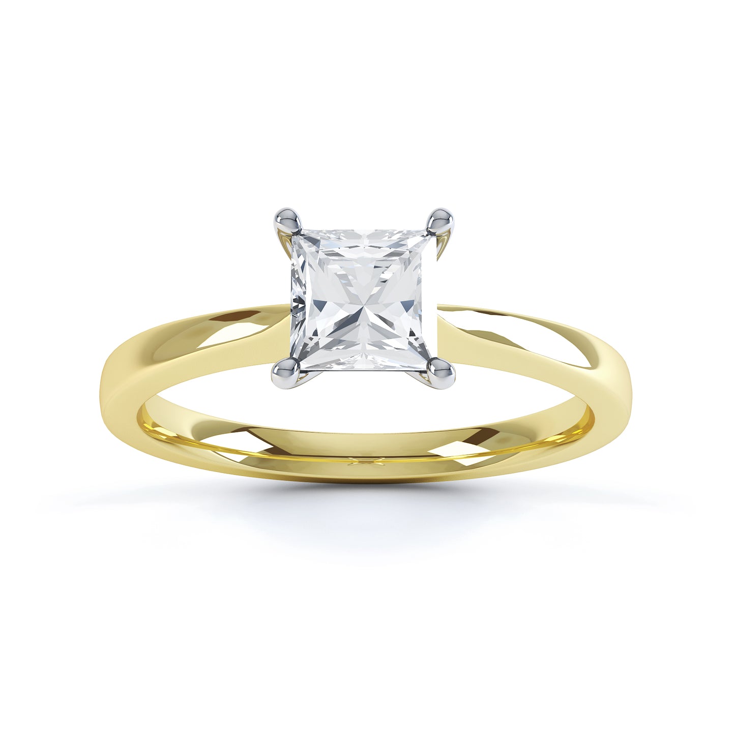 Square Princess Cut 4 Claw Tapered Band